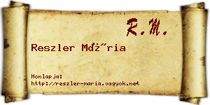 Reszler Mária névjegykártya