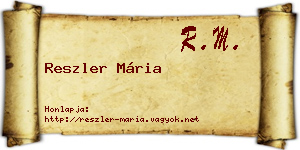 Reszler Mária névjegykártya